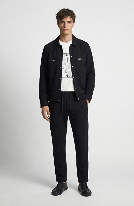 N-Tech Black Double Pocket Snapback Outer Shirt