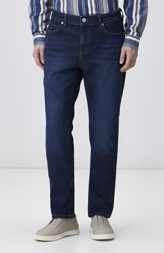 Lacivert Düz Paça Denim Pantolon