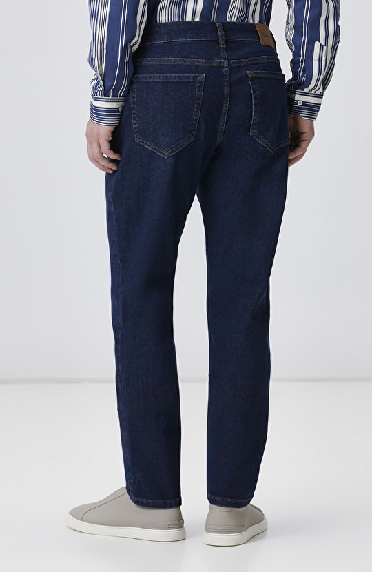 Lacivert Düz Paça Denim Pantolon