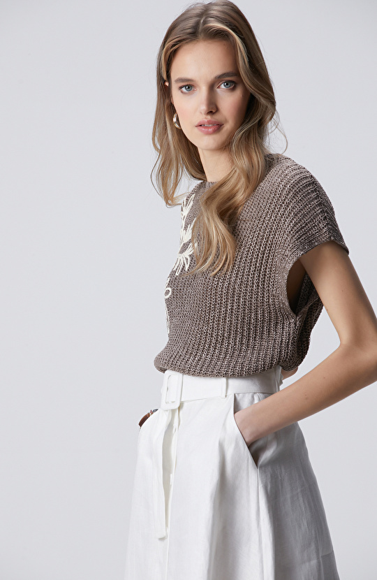 Mink Embroidery Detailed Knitwear