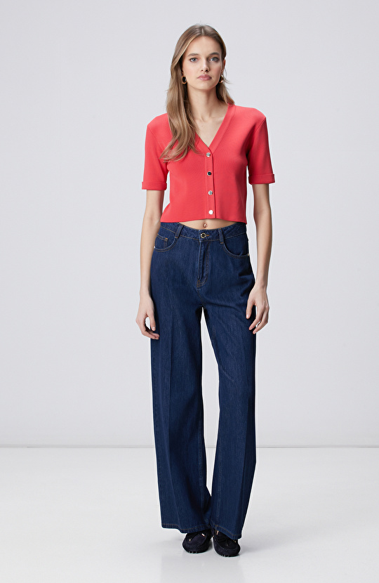 Nar Çiçeği Kısa Kol Triko Ceket