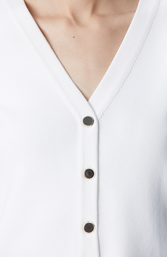 Kırık Beyaz Kısa Kollu Triko Ceket