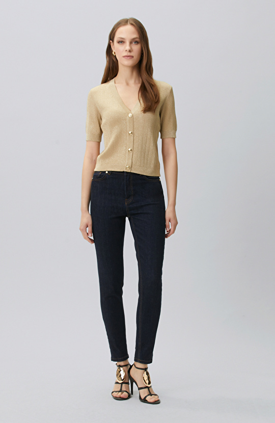 Gold Short Sleeve Knitwear Jacket