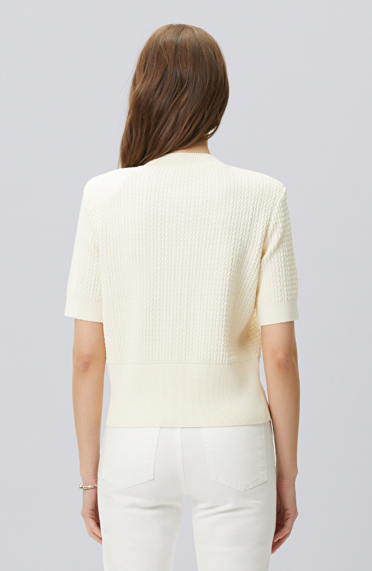 Vanilya Kısa Kol Düğme Detaylı Triko Ceket