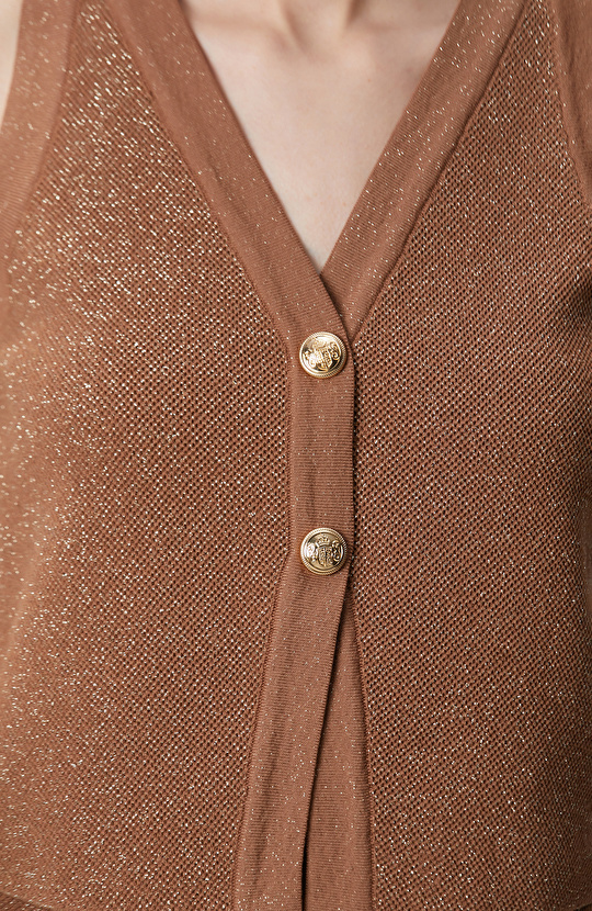 Tarçın Sim Dokulu Triko Yelek