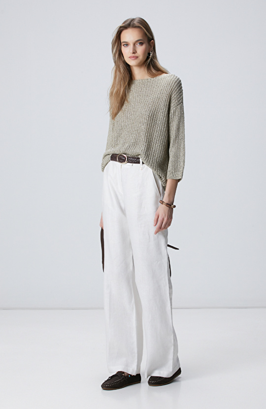 Açık Haki Truvakar Kol Triko Kazak