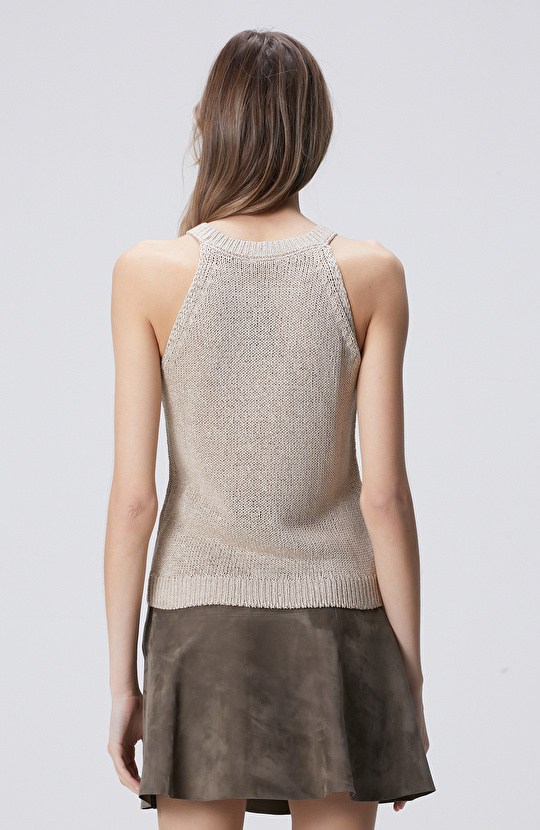 Açık Bej Halter Yaka Triko