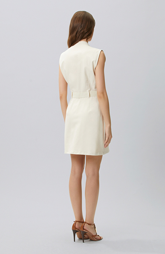 Natural Zipper Closure Sleeveless Denim Dress