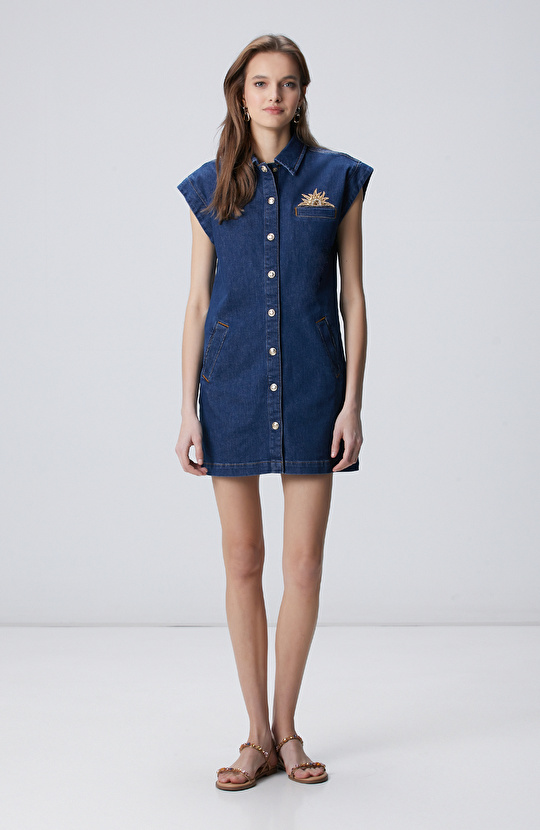 Dark Indigo Blue Denim Dress