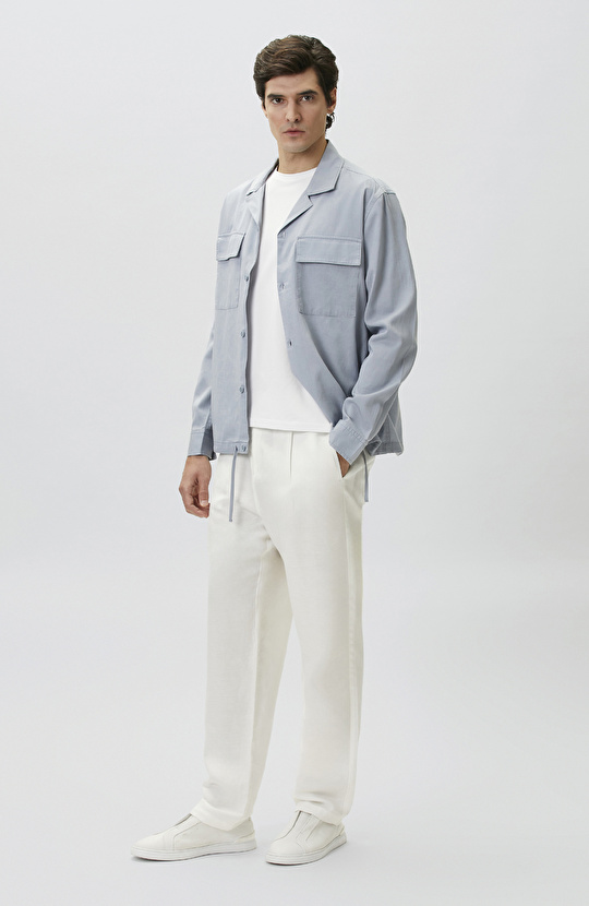 Blue Comfort Lyocell Blended Shirt