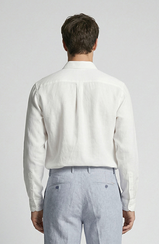 Comfort Kırık Beyaz Keten Karışımlı Gömlek