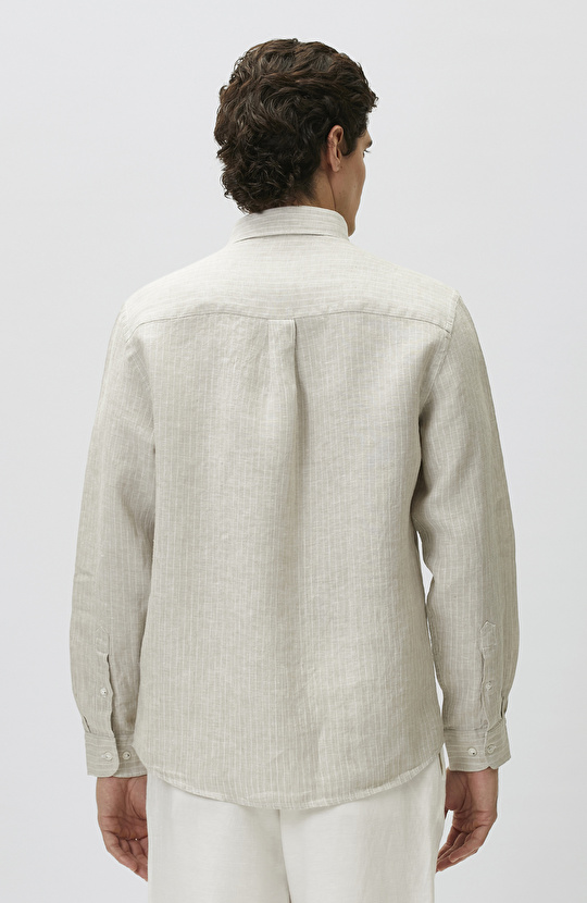 Light Beige Comfort Striped Linen Shirt