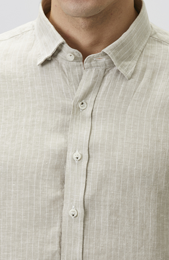Light Beige Comfort Striped Linen Shirt