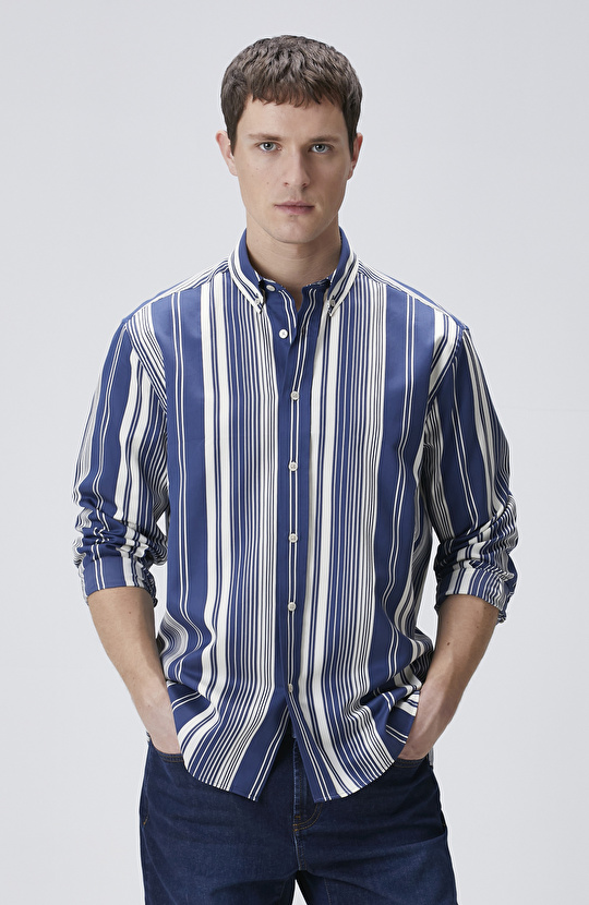 Navy Blue and White Shirt