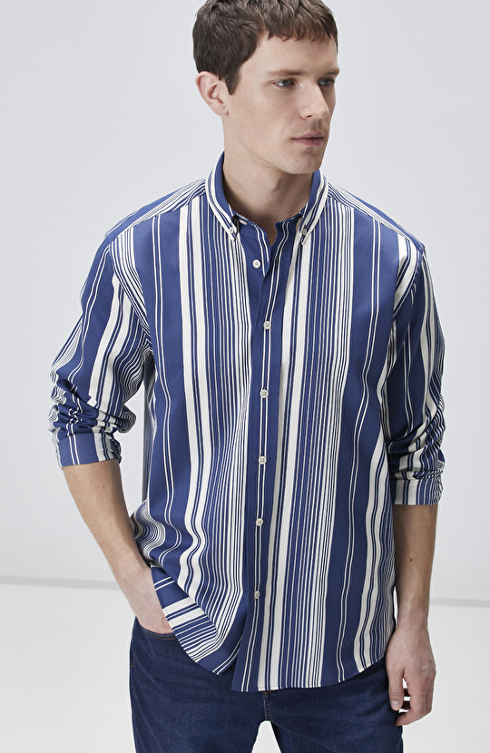 Navy Blue and White Shirt