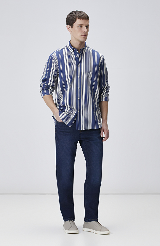 Navy Blue and White Shirt