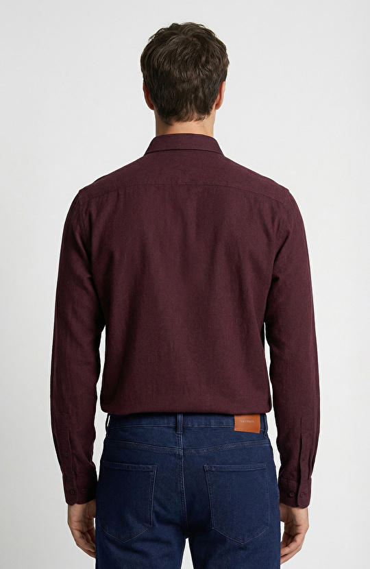 Bordo Keten Gömlek