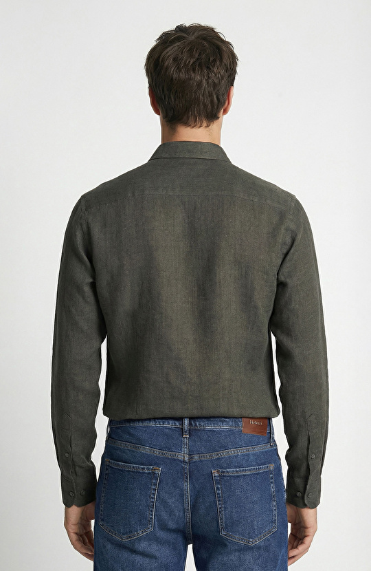 Haki Keten Gömlek
