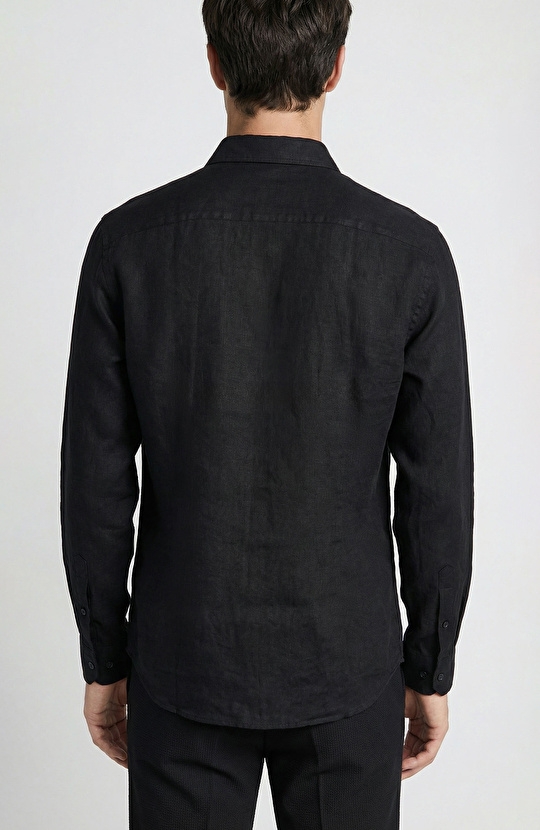 Siyah Keten Gömlek