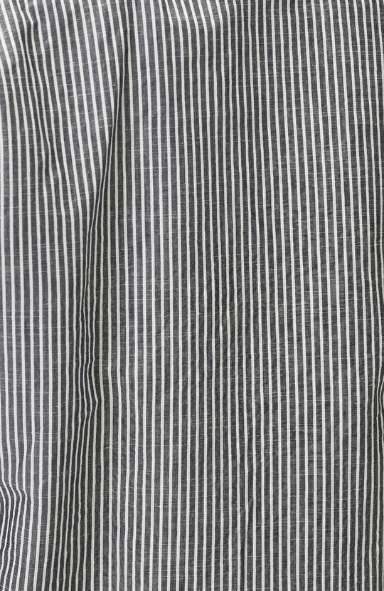 Lacivert Keten Karışımlı Gofreli Çizgili Gömlek