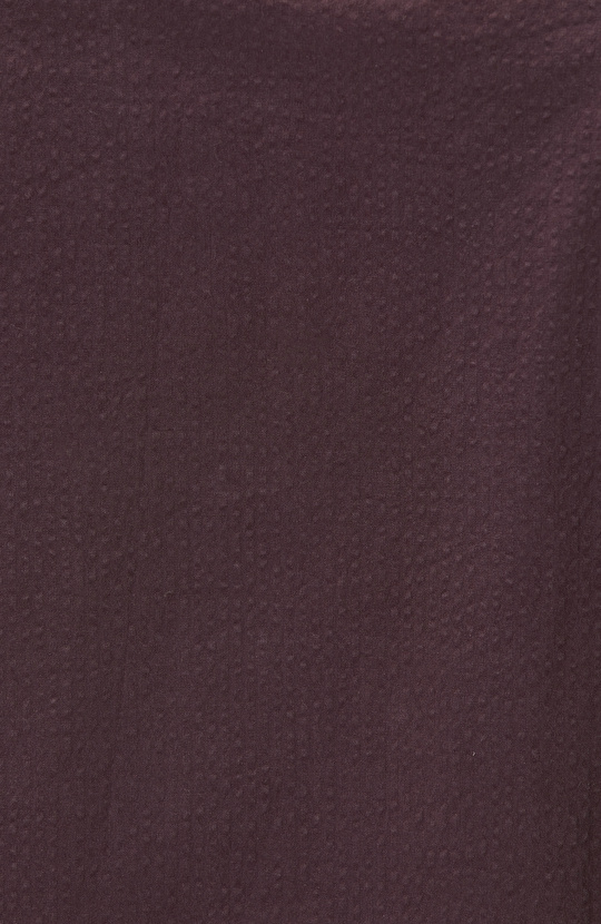 Relaxed Fit Bordo Etek Ucu Lastikli Gofreli Gömlek