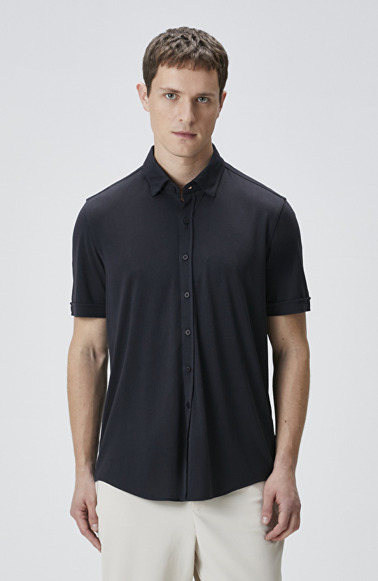 Siyah Comfort Örme Gömlek