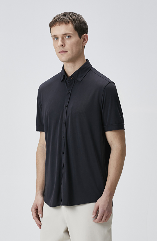 Siyah Comfort Örme Gömlek