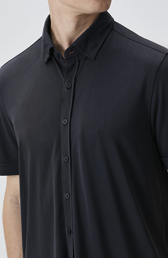 Siyah Comfort Örme Gömlek