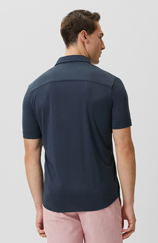 Navy Blue Short Sleeve Comfort Knitted Shirt