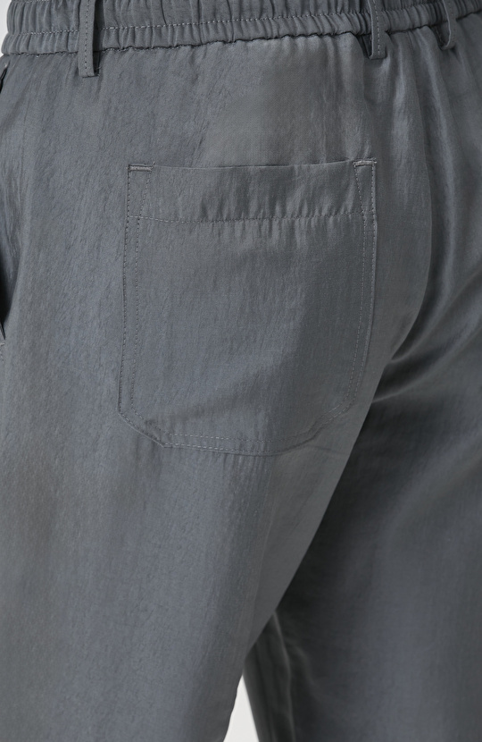 Petrol Beli Bağcıklı Lyocell Pantolon