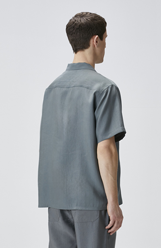 Petrol Lyocell Kısa Kollu Gömlek