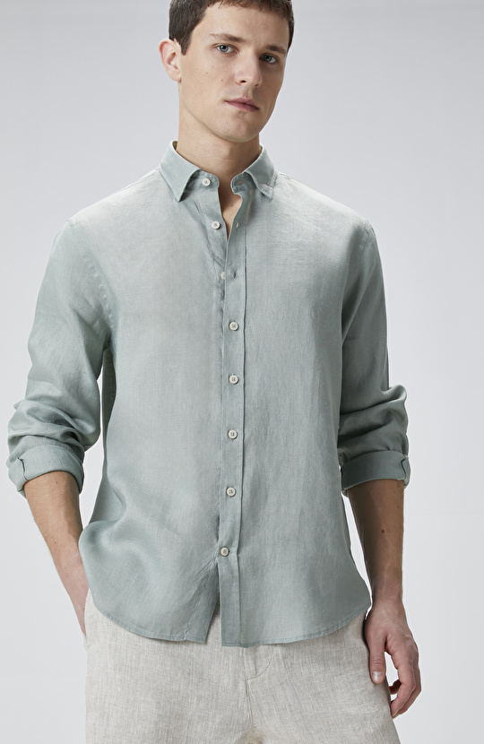 Yeşil Keten Gömlek