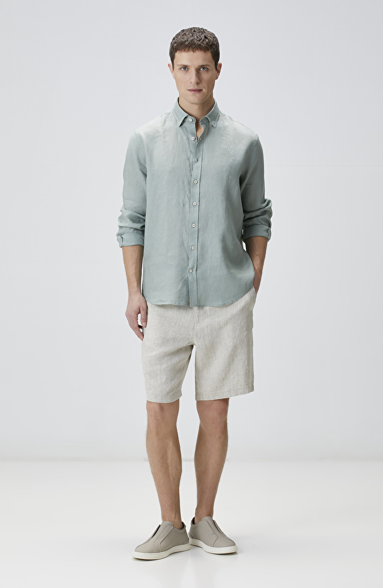 Yeşil Keten Gömlek