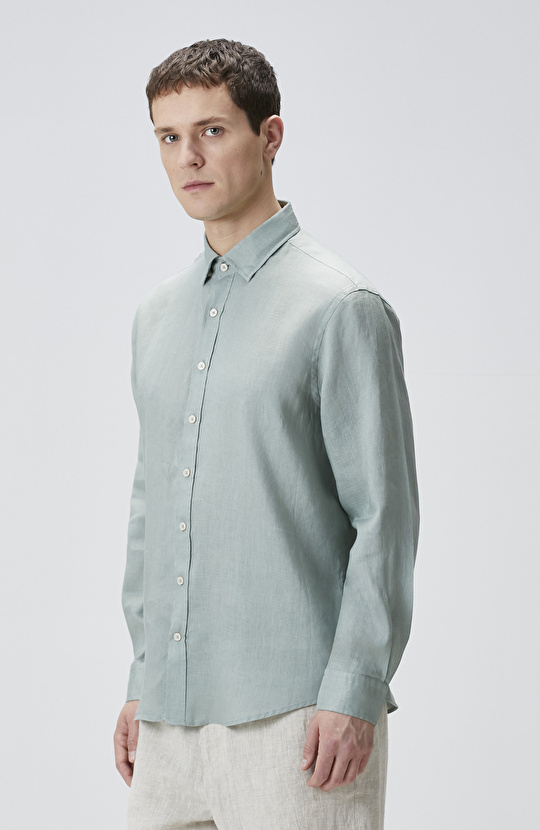 Yeşil Keten Gömlek