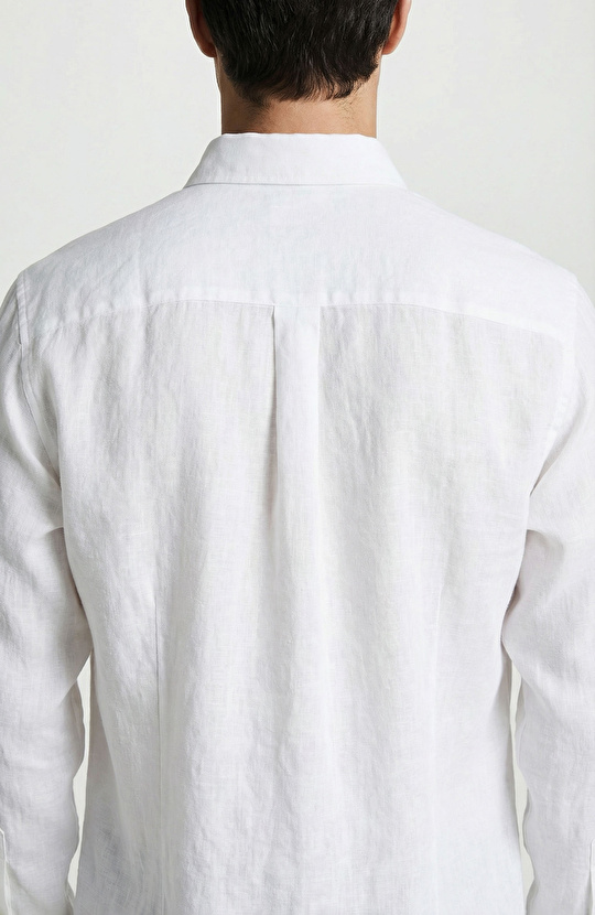 Beyaz Comfort Keten Gömlek