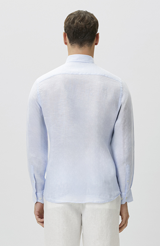 Açık Mavi Keten Gömlek