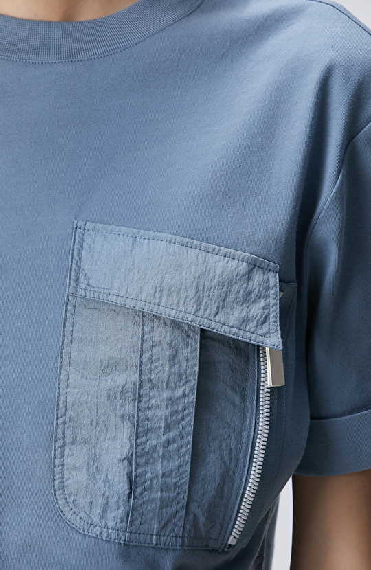 N-Tech Mavi Garni Detaylı T-shirt