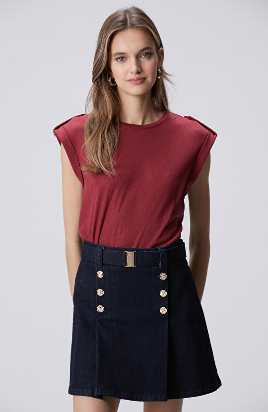 Vişne Varak Baskılı T-shirt