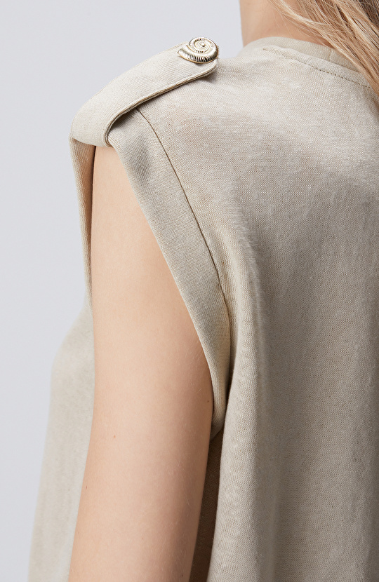 Beige Foil Printed T-shirt