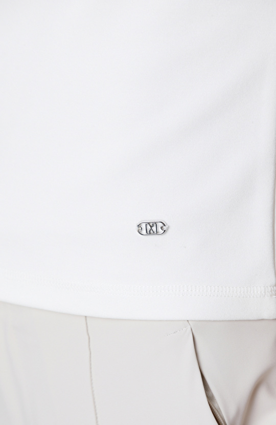 N-Tech Beyaz Dikiş Detaylı Basic T-shirt