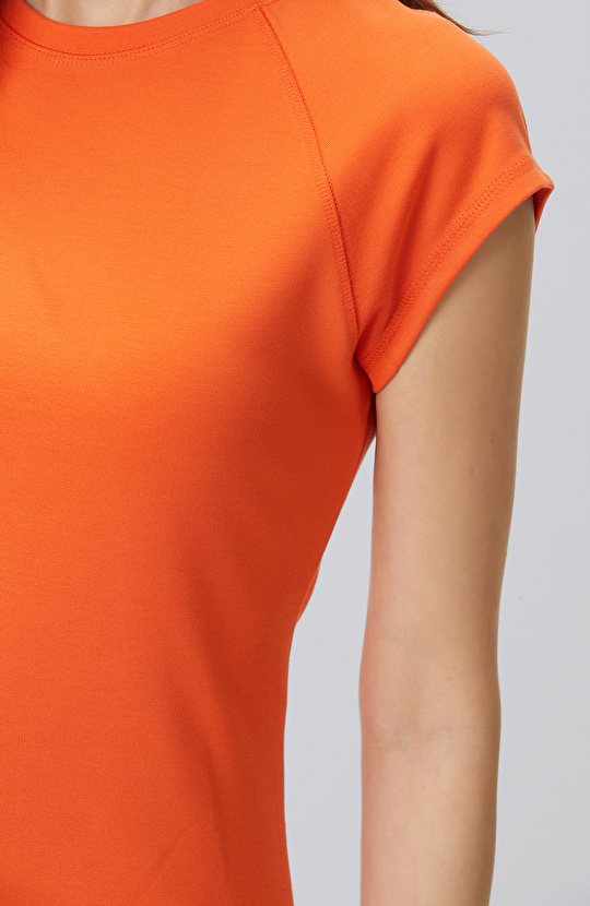 Turuncu Dikiş Detaylı Basic N-Tech T-shirt