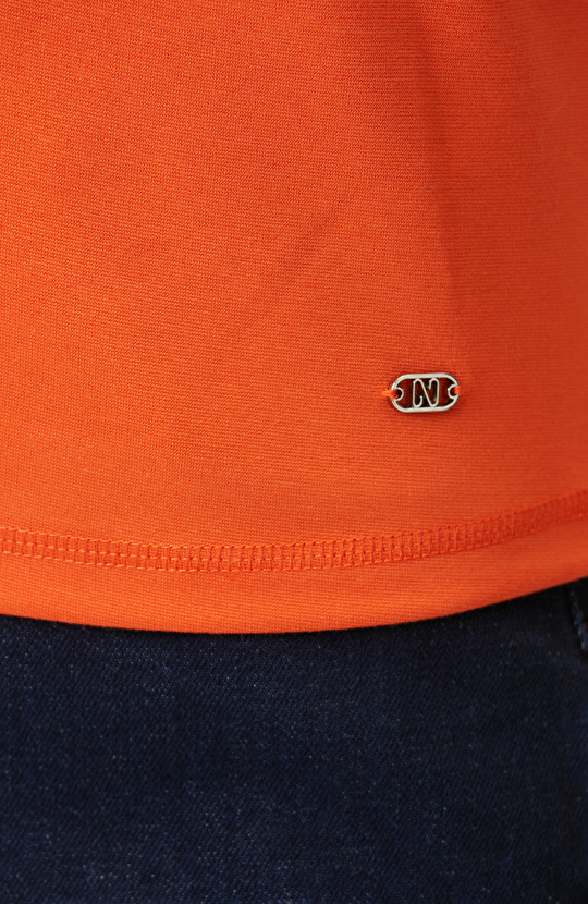 Turuncu Dikiş Detaylı Basic N-Tech T-shirt