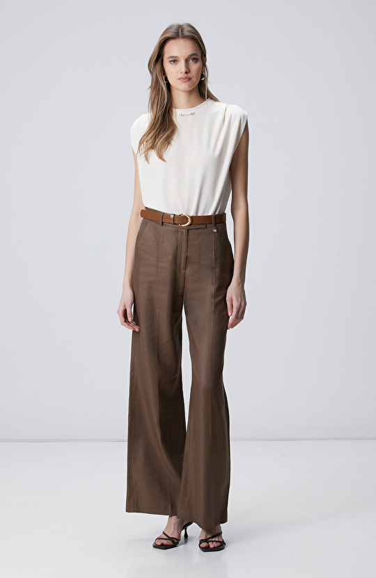 Kırık Beyaz Modal Karışımlı T-shirt