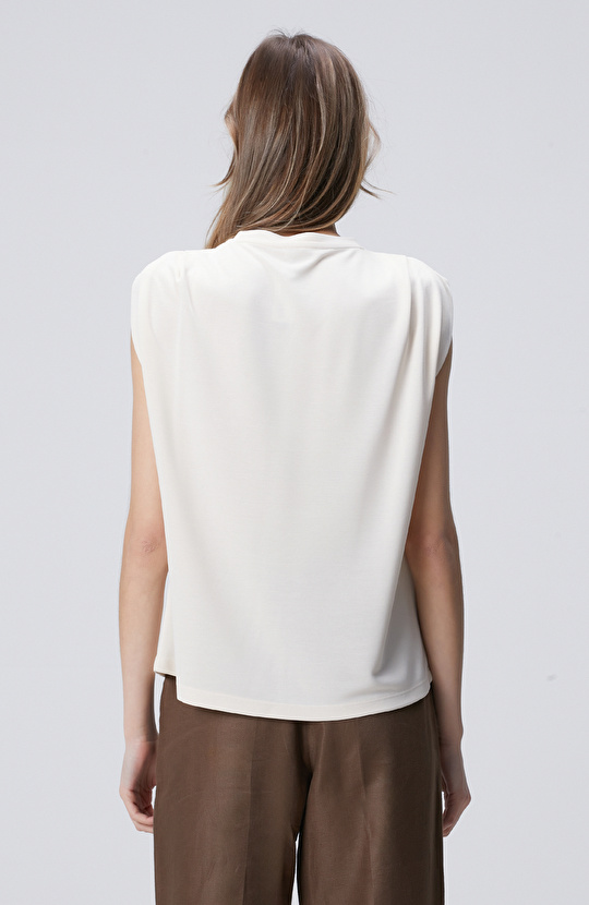 Kırık Beyaz Modal Karışımlı T-shirt