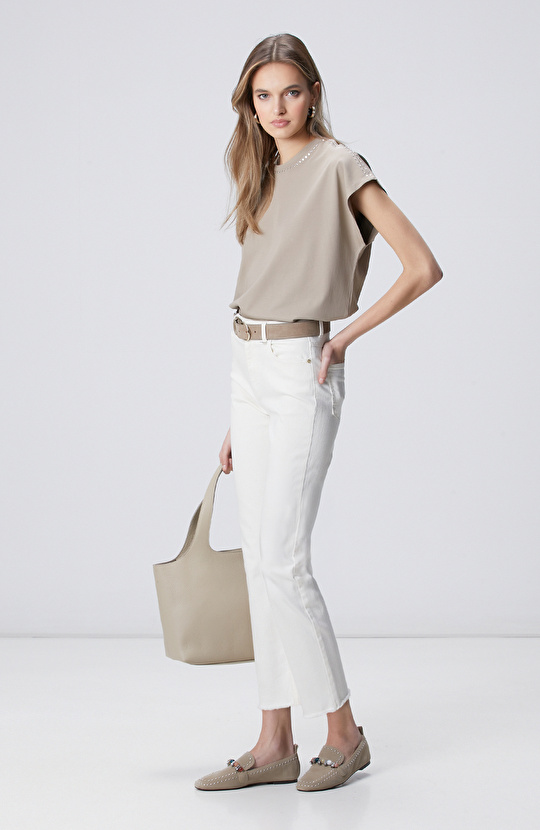 Vizon Taş İşlemeli T-shirt