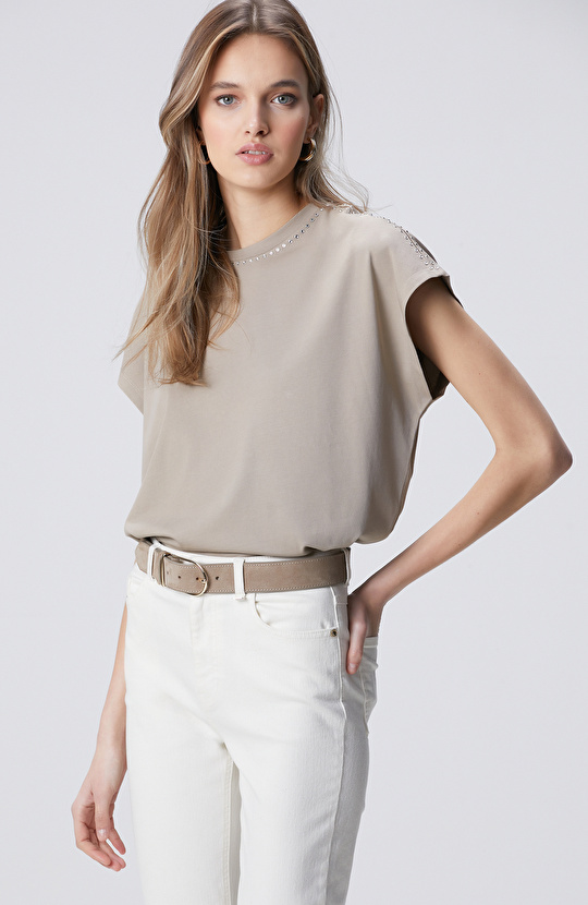 Vizon Taş İşlemeli T-shirt