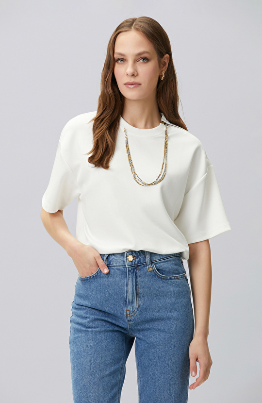 Off White Collar Chain Detailed T-shirt