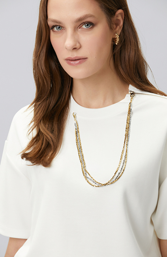 Off White Collar Chain Detailed T-shirt