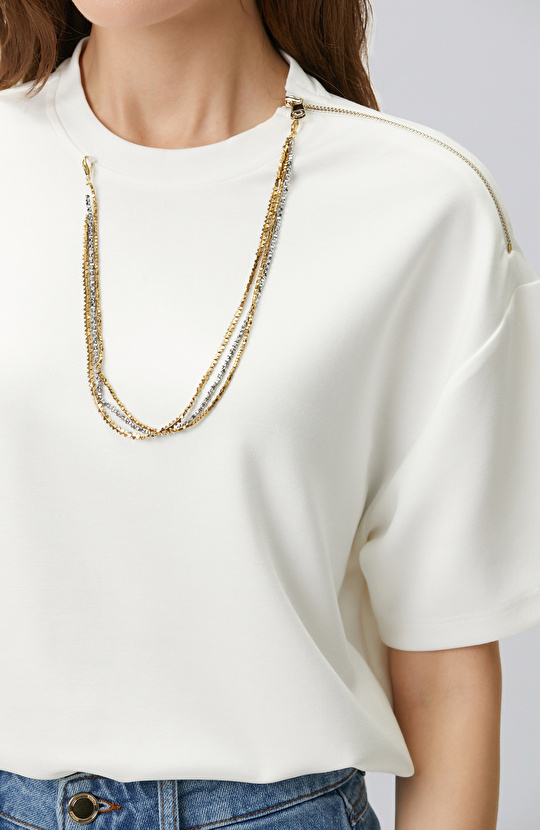 Off White Collar Chain Detailed T-shirt