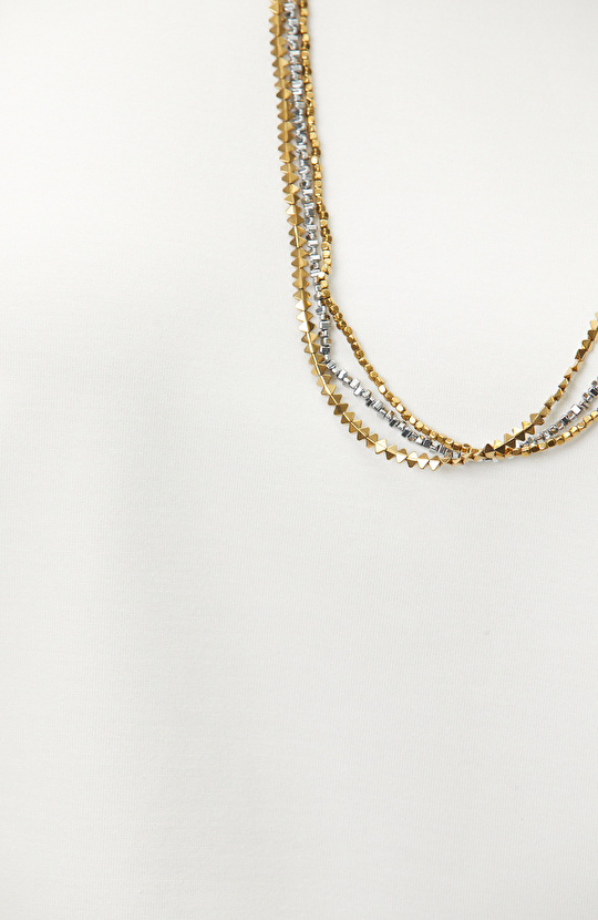 Off White Collar Chain Detailed T-shirt